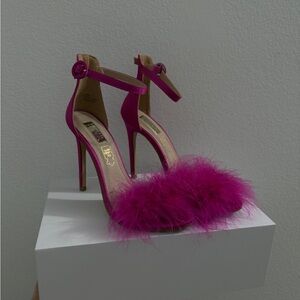 Elegant Pink Feathered Women's Heels